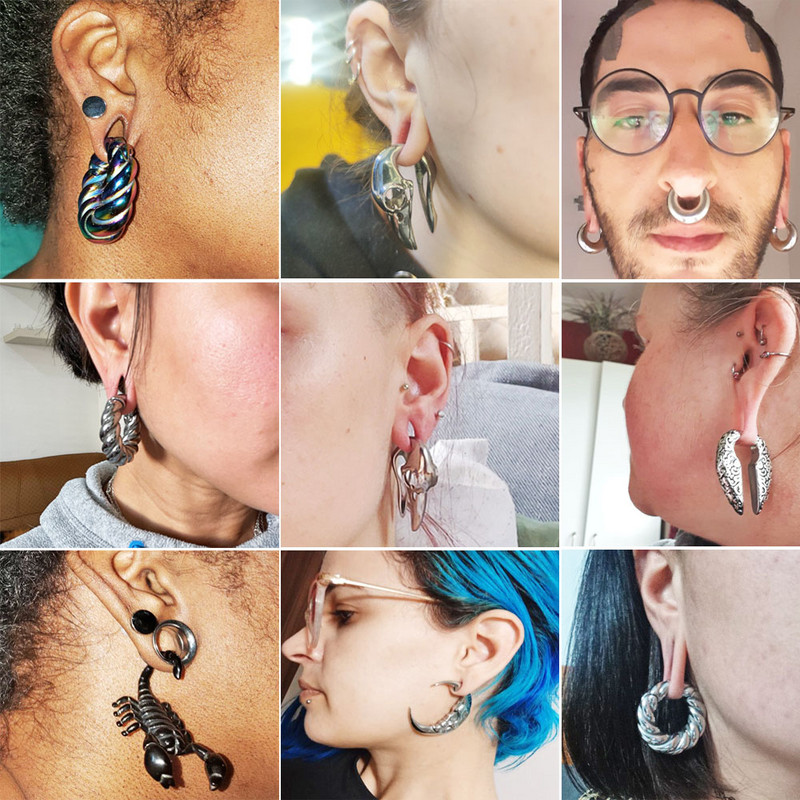 1PC din oțel inoxidabil Scorpion șarpe picătură de apă lună magnet pentru urechi greutăți expansoare grele targă dopuri calibre corp piercing bijuterii