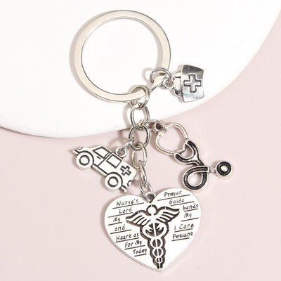 Breloc medic Ambulanță șapcă asistentă stetoscop breloc caduceu simbol medical lanțuri cheie pentru cadouri asistentă bijuterii lucrate manual
