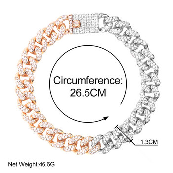 Хип-хоп Рок Злато Сребро Цвят Маями Кубински глезени Бижута Жени Мъже Снаждащи се кристални масивни метални вериги Анкети с рапърски бижута