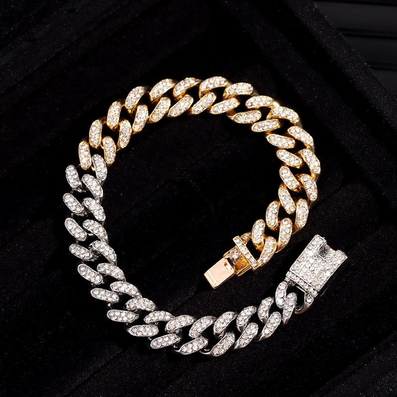 Hip Hop Rock kulla hõbedase värviga Miami Kuuba jalavõru ehted Naiste meeste liitmine kristallist turske metallist kett jalavõrud Räppar ehted