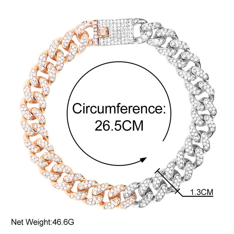 Hip Hop Rock kulla hõbedase värviga Miami Kuuba jalavõru ehted Naiste meeste liitmine kristallist turske metallist kett jalavõrud Räppar ehted