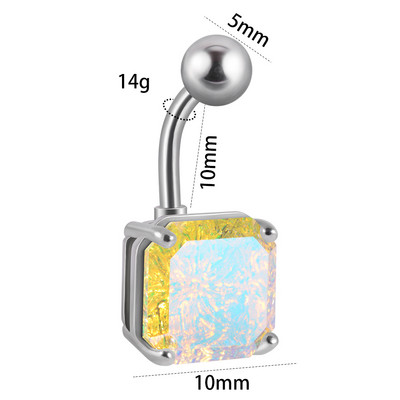 1 buc. Inele de piercing la buric, cu zircon, inimă colorată, piercing pentru buric, bijuterie pătrată, inele pentru buric, piercing, bijuterii de corp pentru femei, îmbrăcăminte de plajă