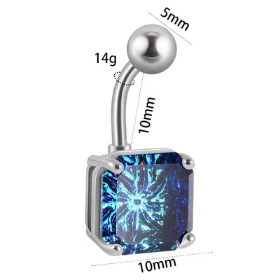 1 buc. Inele de piercing la buric, cu zircon, inimă colorată, piercing pentru buric, bijuterie pătrată, inele pentru buric, piercing, bijuterii de corp pentru femei, îmbrăcăminte de plajă