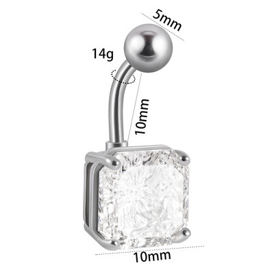 1 buc. Inele de piercing la buric, cu zircon, inimă colorată, piercing pentru buric, bijuterie pătrată, inele pentru buric, piercing, bijuterii de corp pentru femei, îmbrăcăminte de plajă