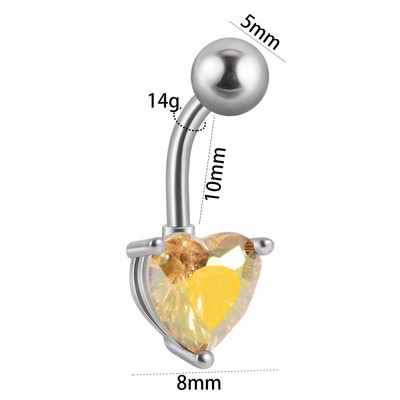 1 buc. Inele de piercing la buric, cu zircon, inimă colorată, piercing pentru buric, bijuterie pătrată, inele pentru buric, piercing, bijuterii de corp pentru femei, îmbrăcăminte de plajă