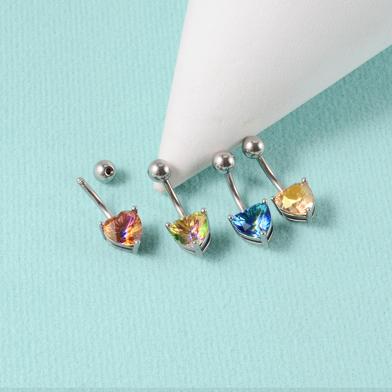 1 buc. Inele de piercing la buric, cu zircon, inimă colorată, piercing pentru buric, bijuterie pătrată, inele pentru buric, piercing, bijuterii de corp pentru femei, îmbrăcăminte de plajă