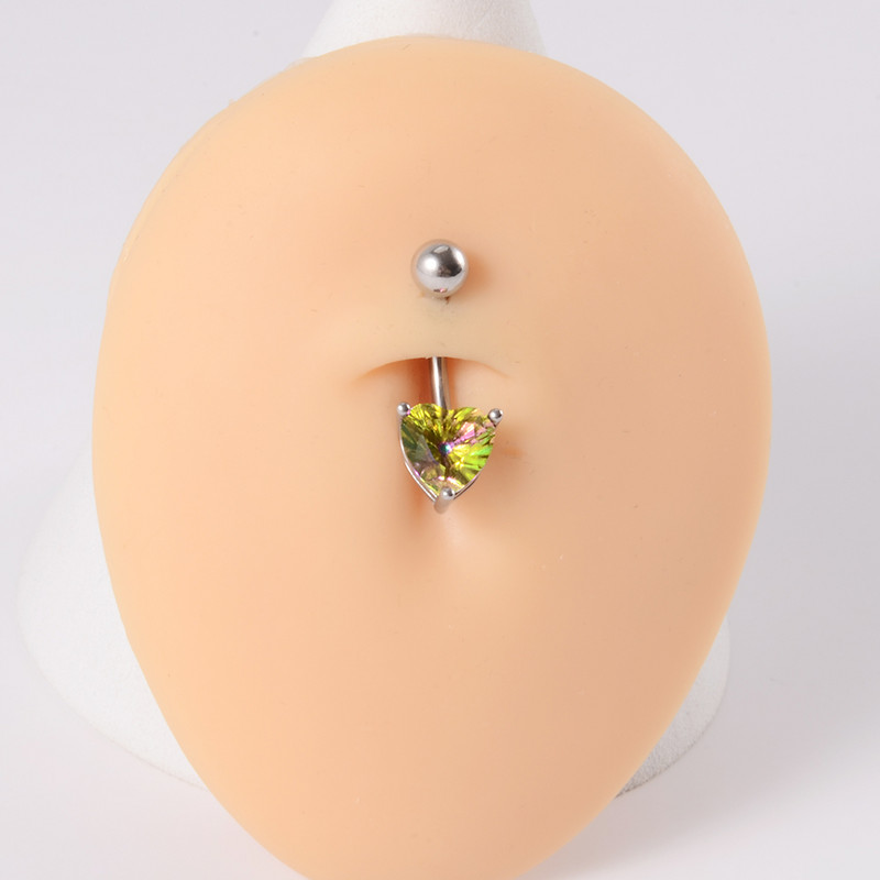 1 buc. Inele de piercing la buric, cu zircon, inimă colorată, piercing pentru buric, bijuterie pătrată, inele pentru buric, piercing, bijuterii de corp pentru femei, îmbrăcăminte de plajă