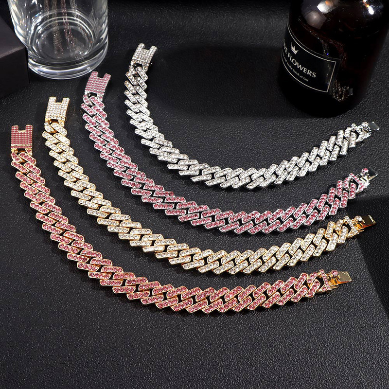 HipHop Rock Baguette Cristal Fluture Chunky Lanț de metal Anklets Bijuterii Cu ridicata Strălucitor Miami Cuban Link Anklet pentru femei bărbați