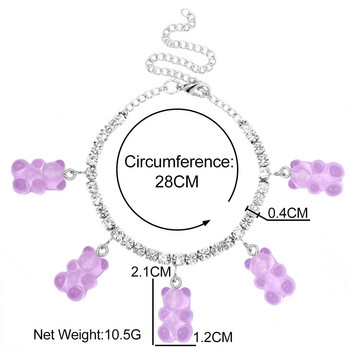 Bohemia Сладко анимационно мече Висулка Тенис Верига Гривни за глезени Гривни за жени Момичета Прозрачна мечка Страз Бижута за боси крака