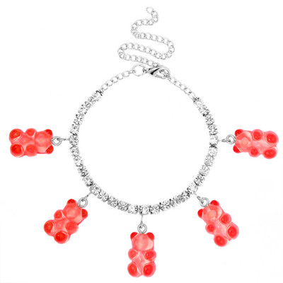 Boemia drăguț de desene animate urs pandantiv tenis lanț glezne brățări pentru femei fete urs transparent stras bijuterii desculț