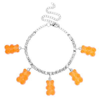 Boemia drăguț de desene animate urs pandantiv tenis lanț glezne brățări pentru femei fete urs transparent stras bijuterii desculț