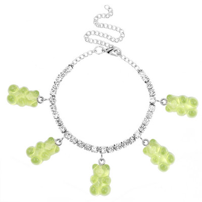 Boemia drăguț de desene animate urs pandantiv tenis lanț glezne brățări pentru femei fete urs transparent stras bijuterii desculț