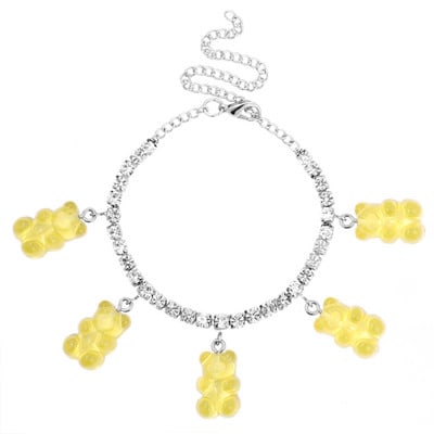 Boemia drăguț de desene animate urs pandantiv tenis lanț glezne brățări pentru femei fete urs transparent stras bijuterii desculț