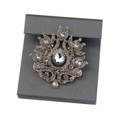 Sunspicems broșe turcești de cristal gri vintage pentru femei, ace de hijab cu flori de culoare aurie retro, cadou de bijuterii de nuntă de mireasă indiană
