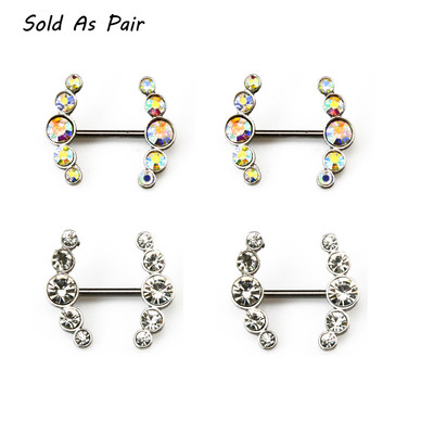PERECHE Încântător din oțel inoxidabil CZ Gem Nipple Shield Ring Piercing 14g Nipple Barbell Rings Body Jewelry