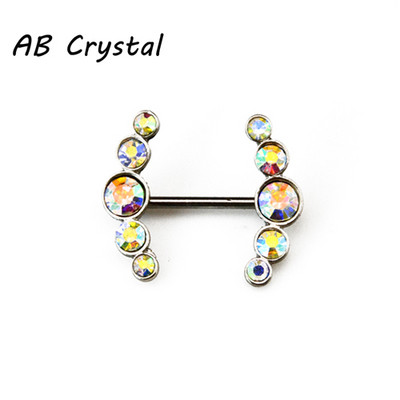 PERECHE Încântător din oțel inoxidabil CZ Gem Nipple Shield Ring Piercing 14g Nipple Barbell Rings Body Jewelry