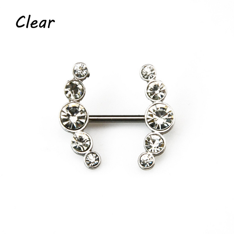 PERECHE Încântător din oțel inoxidabil CZ Gem Nipple Shield Ring Piercing 14g Nipple Barbell Rings Body Jewelry