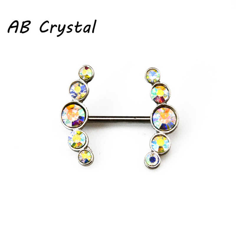 PERECHE Încântător din oțel inoxidabil CZ Gem Nipple Shield Ring Piercing 14g Nipple Barbell Rings Body Jewelry