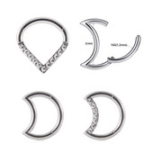 1 buc Inel cu balamale picătură de lacrimă pentru segmentul lunii Septum Nas Clicker Piercing Cz Buză Labret Ureche Tragus Cartilaj Daith Helix Cercei16g