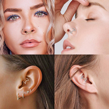 1 бр. Панти Tear Drop Moon Segment Ring Pregrada Nose Clicker Piercing Cz Устна Labret Ухо Трагус Хрущял Daith Helix Обеца 16g