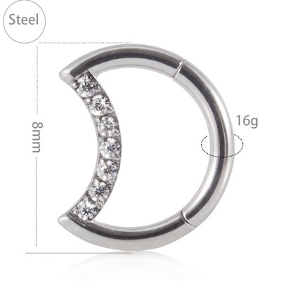 1 buc Inel cu balamale picătură de lacrimă pentru segmentul lunii Septum Nas Clicker Piercing Cz Buză Labret Ureche Tragus Cartilaj Daith Helix Cercei16g