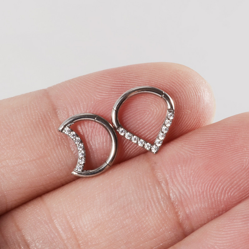 1 buc Inel cu balamale picătură de lacrimă pentru segmentul lunii Septum Nas Clicker Piercing Cz Buză Labret Ureche Tragus Cartilaj Daith Helix Cercei16g