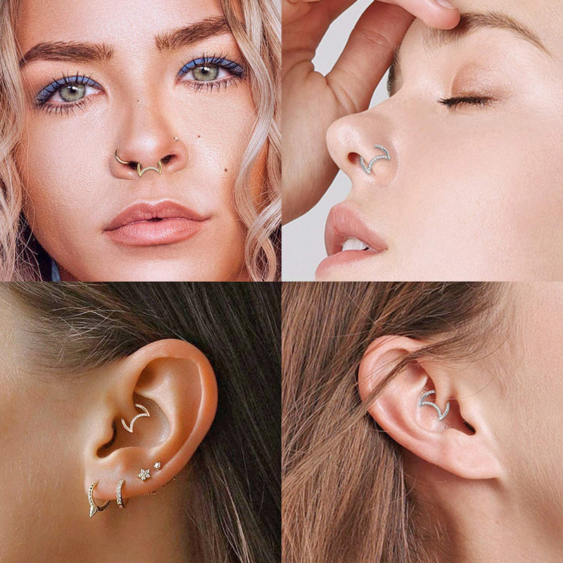 1 buc Inel cu balamale picătură de lacrimă pentru segmentul lunii Septum Nas Clicker Piercing Cz Buză Labret Ureche Tragus Cartilaj Daith Helix Cercei16g