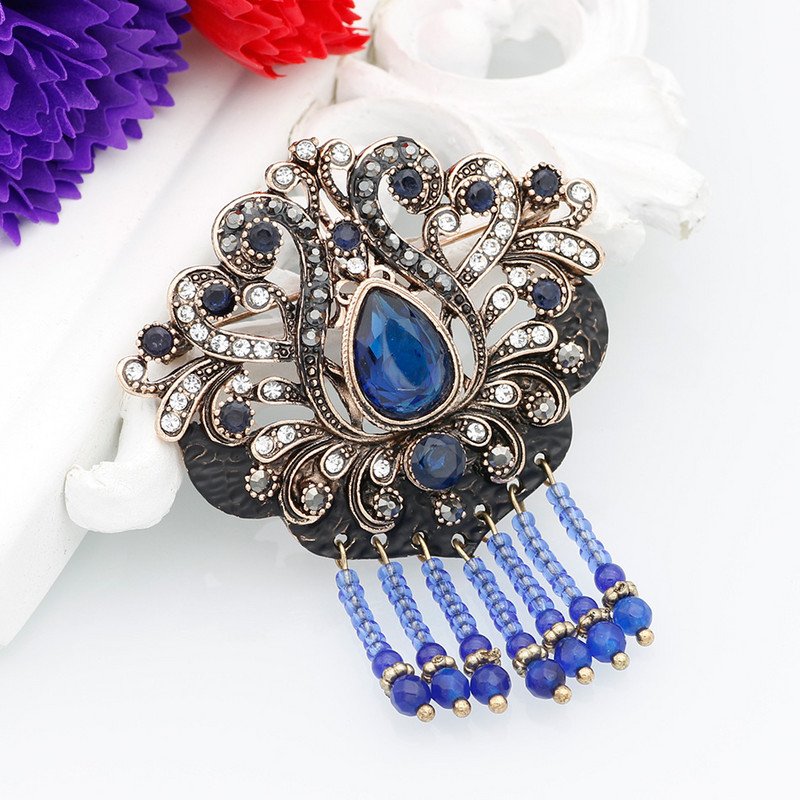Sunspice Ms Vintage turcesc Retro mărgele rășină broșă bijuterii de culoare auriu antice vopsea neagră floare goală etnic nunta pin cadou