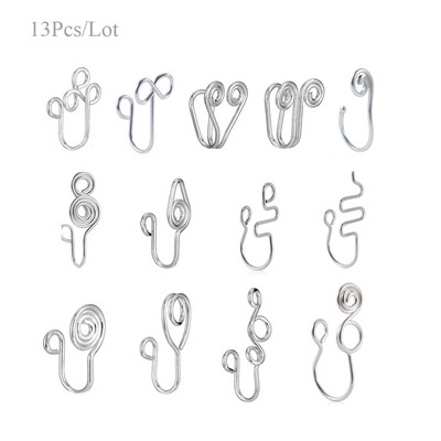 13 bucăți african fals piercing clip inel nas manșetă bijuterii pentru corp pentru femei New Trend urechi manșete inimă cruce flori inele nas