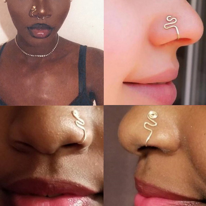 13 bucăți african fals piercing clip inel nas manșetă bijuterii pentru corp pentru femei New Trend urechi manșete inimă cruce flori inele nas