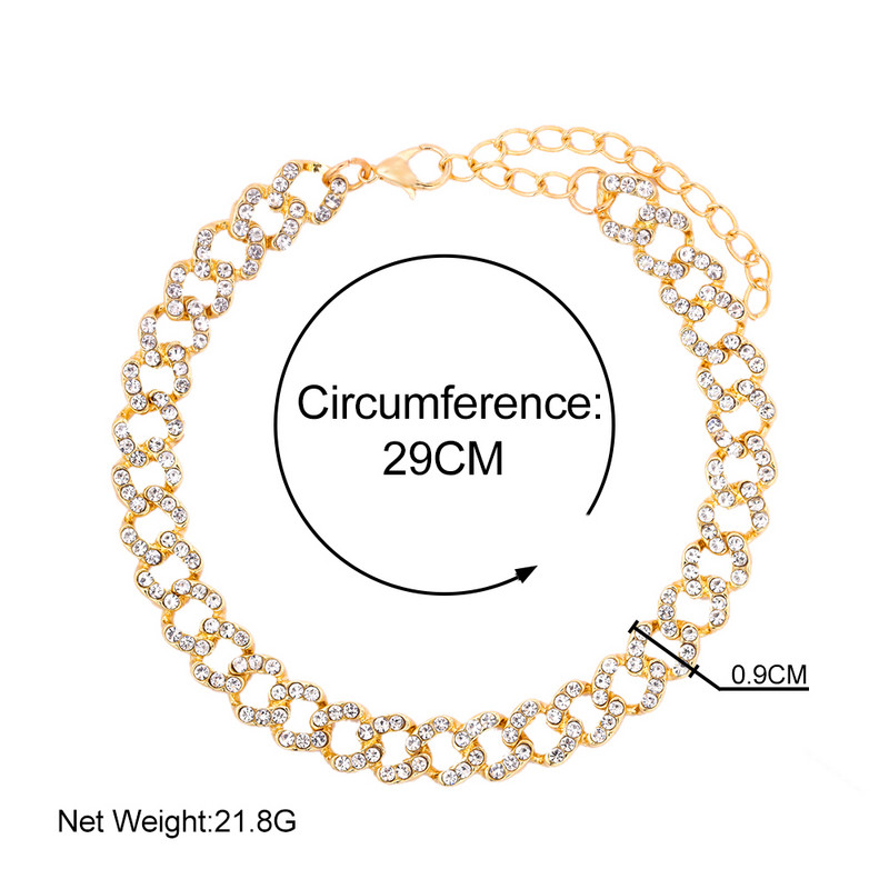 Punk stralucitor cristal Miami cubanez link bratara glezna pentru femei Iced out cubanez link glezna lant 2021 plaja picior bijuterii en-gros