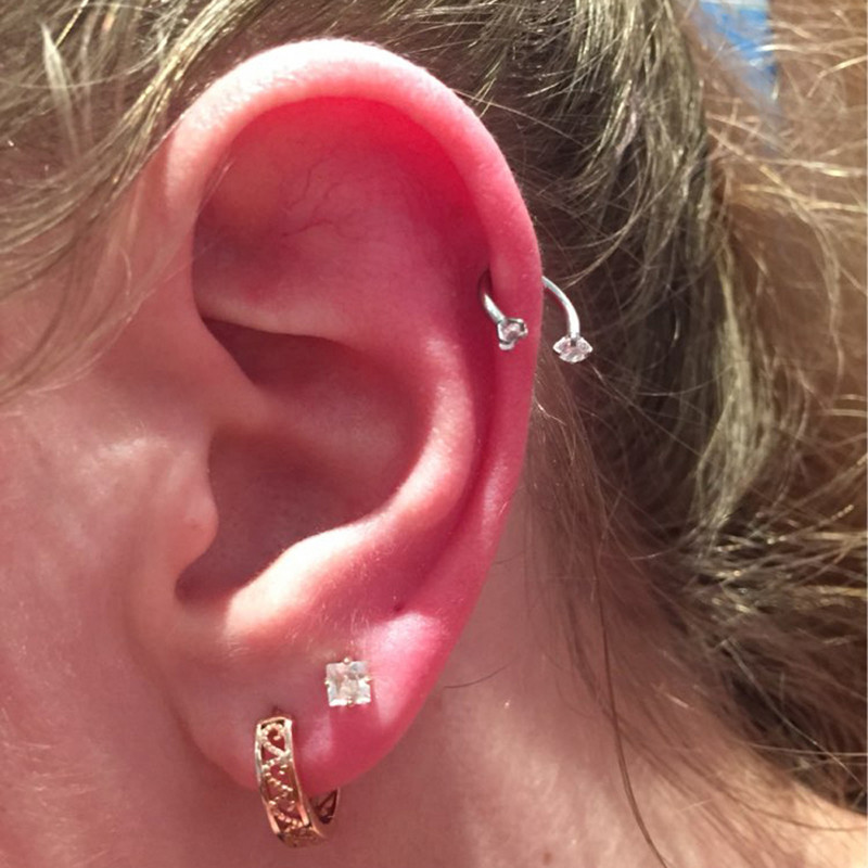 1 buc floare de zircon cubic cu filet intern din oțel chirurgical inel cu margele circulare potcoavă ureche tragus cartilaj helix cercel stud