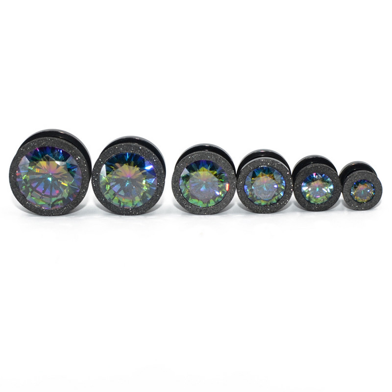 Dreamlee Füldugók Alagút Mérők Rozsdamentes Acél csavaros Fit Circon Crystal Grind Arenaceous Piercing Expander Strecther fülbevaló