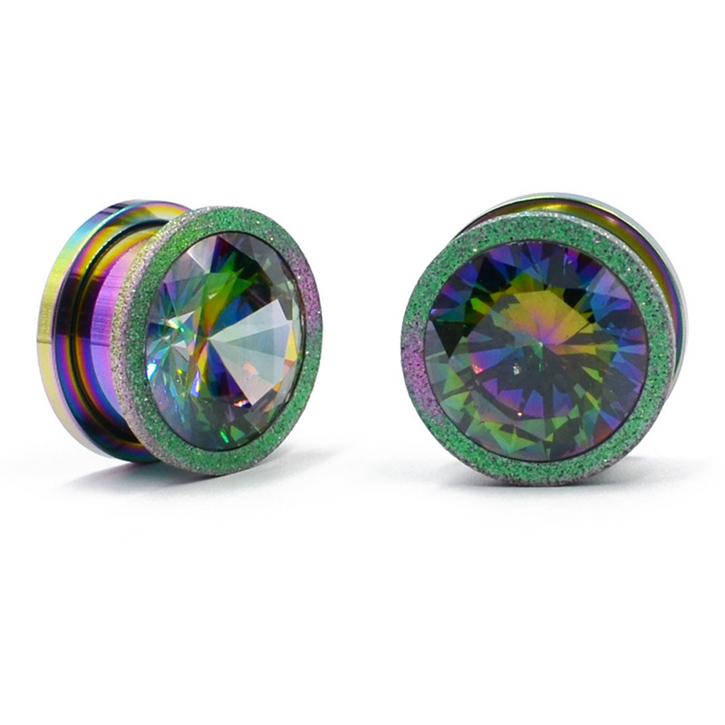 Dreamlee Füldugók Alagút Mérők Rozsdamentes Acél csavaros Fit Circon Crystal Grind Arenaceous Piercing Expander Strecther fülbevaló