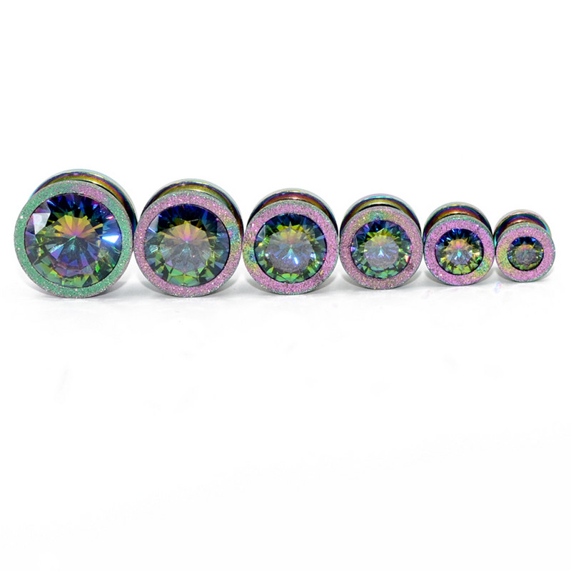 Dreamlee Füldugók Alagút Mérők Rozsdamentes Acél csavaros Fit Circon Crystal Grind Arenaceous Piercing Expander Strecther fülbevaló