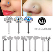 1 buc G23 titan crampoane pentru nas Thunder ureche cercel fulger opal floare inel nas 20G lobul tragus piercing bijuterii pentru corp
