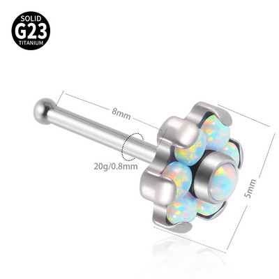 1 buc G23 titan crampoane pentru nas Thunder ureche cercel fulger opal floare inel nas 20G lobul tragus piercing bijuterii pentru corp