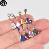 G23 titan inel pentru buric triunghi zircon bare pentru buric balansează mrene curbate femei fete inele pentru buric bijuterii piercing pentru corp