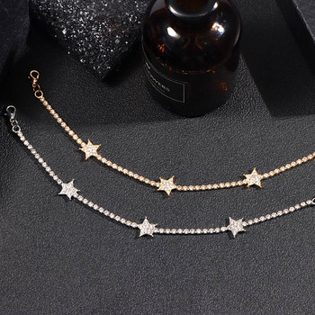 Iced out Star Butterfly Crystal Rhinestone Link Chain Анкети Бижута Кухи звезди Сърце Тенис Верига за глезена Гривна за жени