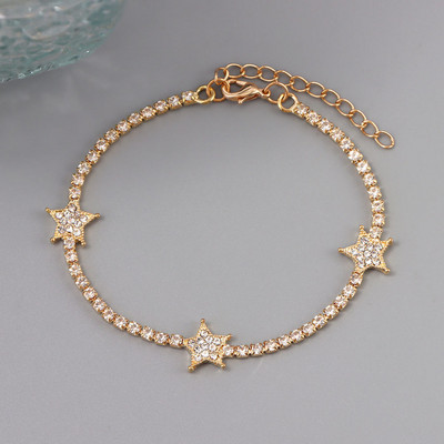 Iced out Star Fluture Cristal Strasuri Lanț de gleznă Bijuterii Stele goale Inimă Tenis Brățară cu lanț de gleznă pentru femei