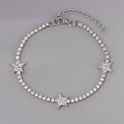 Iced out Star Fluture Cristal Strasuri Lanț de gleznă Bijuterii Stele goale Inimă Tenis Brățară cu lanț de gleznă pentru femei