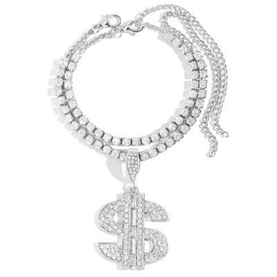 Punk Bling Cristal gleznă cu semn de dolar pentru femei Hiphop stratificat tenis gleznă Brățară animal gleznă Trend Beach Jewely 2022