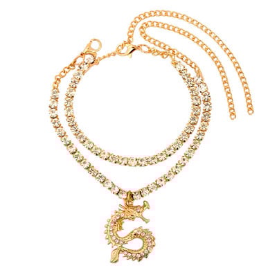 Punk Bling Cristal gleznă cu semn de dolar pentru femei Hiphop stratificat tenis gleznă Brățară animal gleznă Trend Beach Jewely 2022