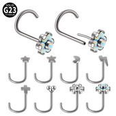 1 buc G23 titan solid push in nas șurub piercing floare opal stea luna nas inel de reținere bijuterii pentru corp 20g