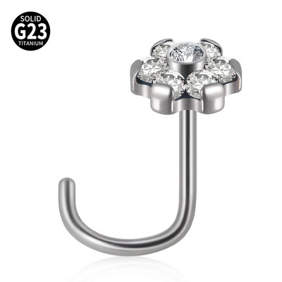 1 buc G23 titan solid push in nas șurub piercing floare opal stea luna nas inel de reținere bijuterii pentru corp 20g