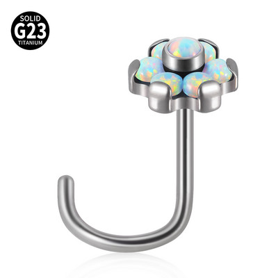 1 buc G23 titan solid push in nas șurub piercing floare opal stea luna nas inel de reținere bijuterii pentru corp 20g