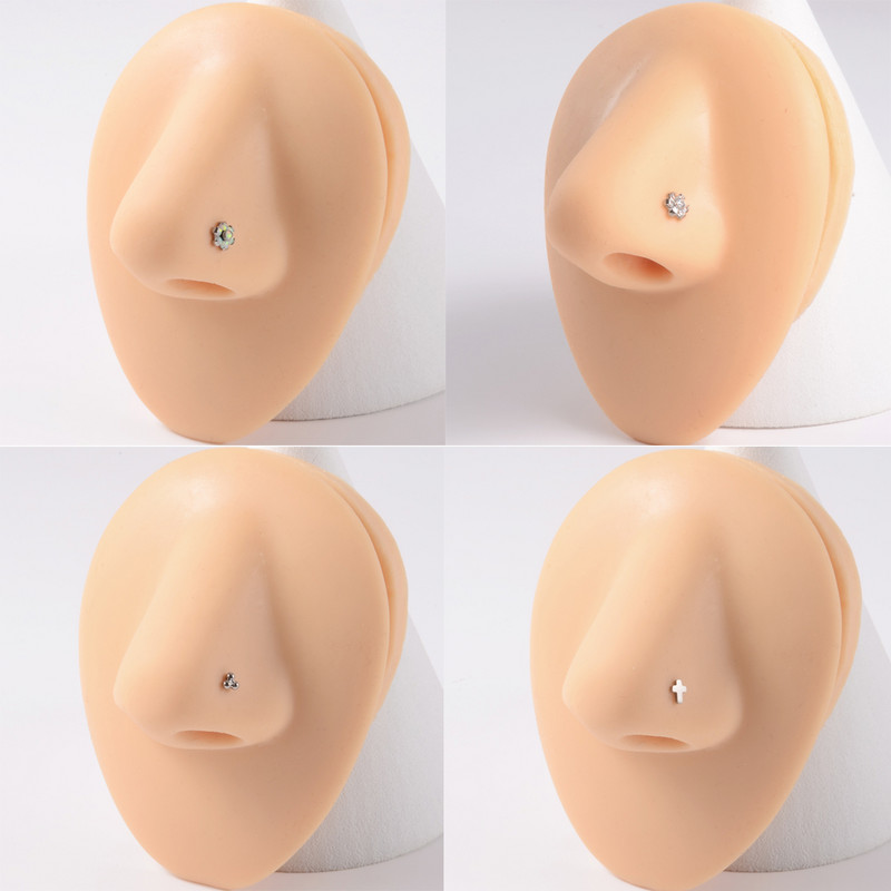 1 buc G23 titan solid push in nas șurub piercing floare opal stea luna nas inel de reținere bijuterii pentru corp 20g