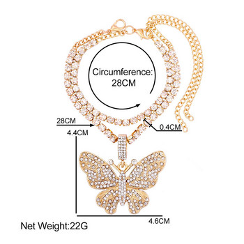 INS Модни глезени с пеперуди от кристали Кристална висулка за жени Летен плаж Тенис Верижка Гривна за глезена Пънк парти бижута