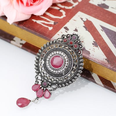 Sunspicems, broșă de cristal gri pentru femei, design de coroană turcească, retro, auriu, argintiu, hijab, caftan, bijuterii, cadou de familie