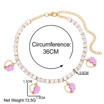 Нови летни кухи акрилни глезени с разбито сърце за жени Цветни INS Love Bling Гривна за глезена със страз Сандал Бижута